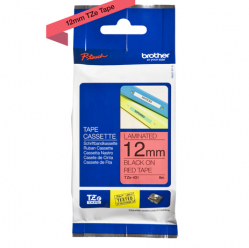 Taśma Brother 12mm czarna na czerwonym