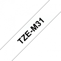 Taśma Brother 12mm czarna na czystym TAPE / MAT