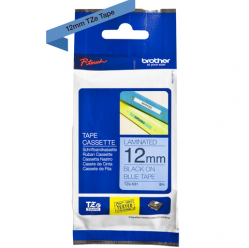 Taśma Brother 12mm czarna na niebieskim