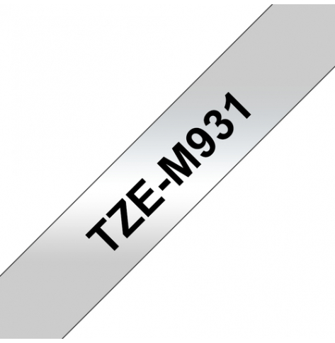 Taśma Brother 12mm czarna na srebrnym (MAT) TAPE/METALIC