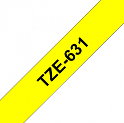 Taśma Brother 12mm czarna na zółtym