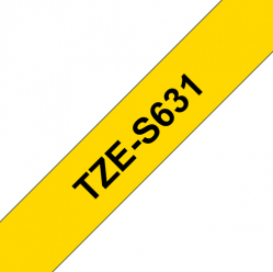 Taśma Brother 12mm czarna na żółtym ADHESIVE TAPE
