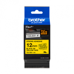Taśma Brother 12mm czarna na żółtym ADHESIVE TAPE