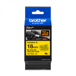 Taśma Brother 18mm biała na żółtym elastyczna ID