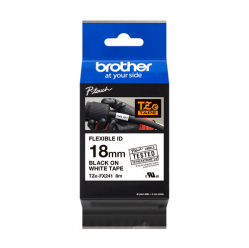 Taśma Brother 18mm czarna na białym elastyczna ID