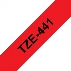 Taśma Brother 18mm czarna na czerwonym
