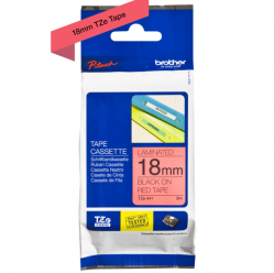 Taśma Brother 18mm czarna na czerwonym