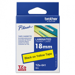 Taśma Brother 18mm czarna na żółtym