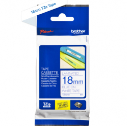 Taśma Brother 18mm niebieska na białym