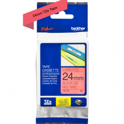 Taśma Brother 24mm czarna na czerwonym