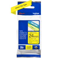 Taśma Brother 24mm czarna na żółtym