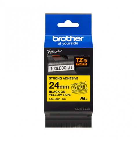 Taśma Brother 24mm czarna na żółtym ADHESIVE TAPE