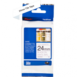 Taśma Brother 24mm | czarna na białym NON LAMINATED