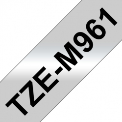Taśma Brother 36mm czarna na srebrnym (MAT) TAPE/METALIC