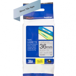 Taśma Brother 36mm czarna na srebrnym (MAT) TAPE/METALIC