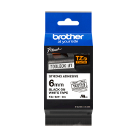 Taśma Brother 6mm czarna na białym ADHESIVE TAPE