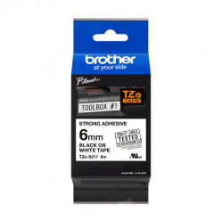 Taśma Brother 6mm czarna na białym ADHESIVE TAPE
