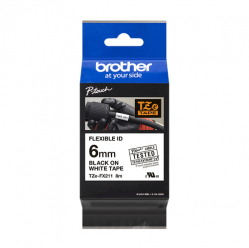 Taśma Brother 6mm czarna na białym elastyczna ID