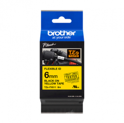 Taśma Brother 6mm czarna na żółtym elastyczna ID