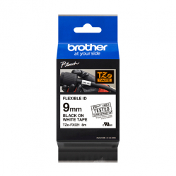 Taśma Brother 9mm czarna na białym elastyczna ID