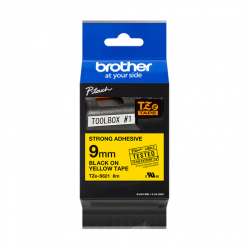 Taśma Brother 9mm czarna na żółtym ADHESIVE TAPE