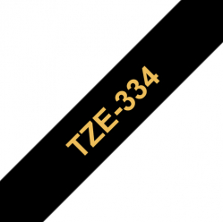 Taśma Brother 12mm złota na czarnym
