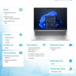 Laptop HP ProBook 4 G1ah 14 WUXGA Ryzen 5-220 16GB 512GB W11P 3Y