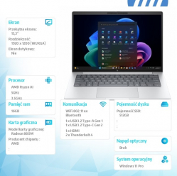 Laptop HP EliteBook 8 G1a 13.3 WUXGA Ryzen AI 7 PRO 350 16GB 512GB W11P 3Y