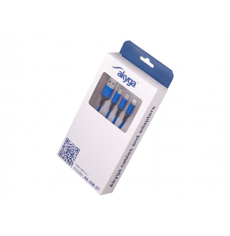 Kabel AKYGA USB AK-USB-27 USB A m / micro USB B m / USB type C m / Lightning m 1.2m