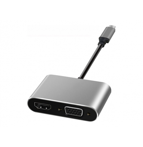 Kabel ART ADAPTER USB-C / HDMI female 4K 30Hz + SVGA 15pin female ALU oem