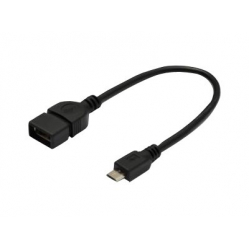 Kabel ASM AK-300309-002-S ASSMANN adapter USB 2.0 HighSpeed OTG Typ microUSB B/USB A M/z czarny 0,2m