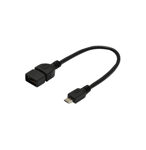 Kabel ASM AK-300309-002-S ASSMANN adapter USB 2.0 HighSpeed OTG Typ microUSB B/USB A M/z czarny 0,2m