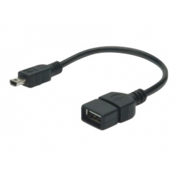 Kabel ASM AK-300310-002-S ASSMANN adapter USB2.0 HighSpeed OTG Typ miniUSB B(5pin)/USB A M/z czarny