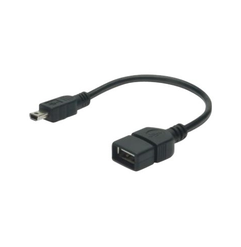 Kabel ASM AK-300310-002-S ASSMANN adapter USB2.0 HighSpeed OTG Typ miniUSB B(5pin)/USB A M/z czarny