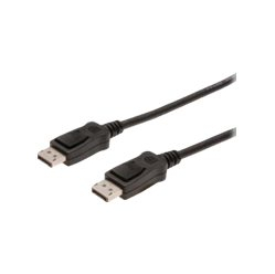 Kabel ASM AK-340100-150-S ASSMANN DisplayPort1.1a z zatrzaskami Typ DP/DPM/M czarny 15m