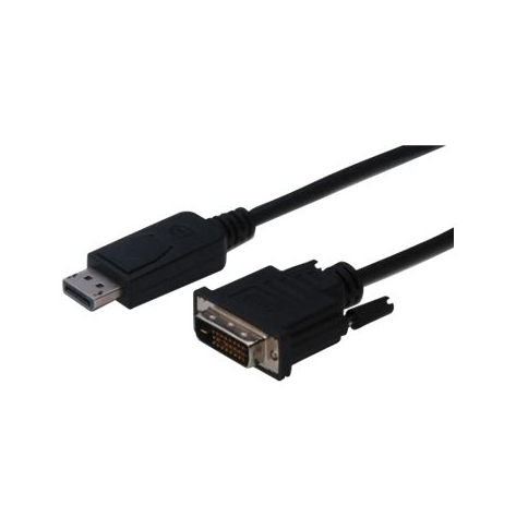 Kabel ASM AK-340301-050-S ASSMANN Displayport 1.1a z zatrzaskiem Typ DP/DVI-D (24+1) M/M czarny 5m