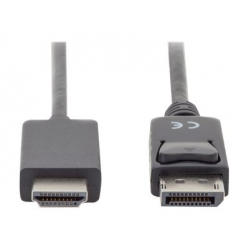 Kabel ASM AK-340303-010-S DisplayPort 1.2 z zatrzaskiem 4K UHD Typ DP/HDMI A M/M czarny 1m