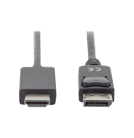 Kabel ASM AK-340303-010-S DisplayPort 1.2 z zatrzaskiem 4K UHD Typ DP/HDMI A M/M czarny 1m