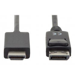 Kabel ASM AK-340303-020-S DisplayPort 1.2 z zatrzaskiem 4K UHD Typ DP/HDMI A M/M czarny 2m