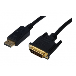 ASM AK-340306-020-S Displayport z zatrzaskiem 1080p FHD Typ DP/DVI-D (24+1) M/M czarny 2m