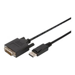Kabel ASM AK-340306-030-S Displayport z zatrzaskiem 1080p FHD Typ DP/DVI-D (24+1) M/M czarny 3m
