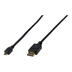 Kabel ASSMANN HDMI High Speed type D - A M/M 1.0m w/Ethernet Full HD gold czarny