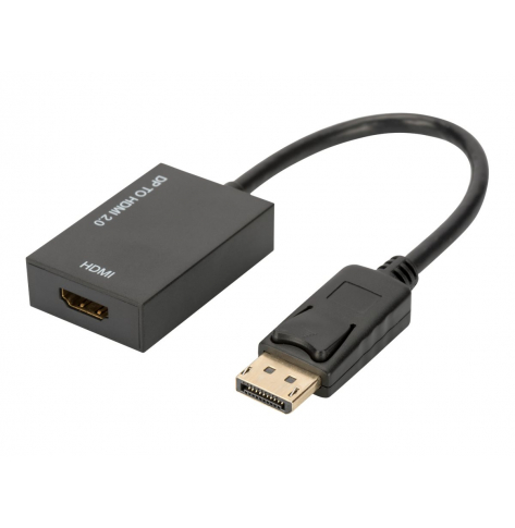 Kabel ASSMANN Konwerter wideo DP - HDMI type A M/F 0.2m w/interlock HDMI active CE gold czarny