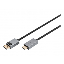 Kabel DIGITUS adapter PREMIUM DisplayPort - HDMI 4K 30Hz DP/HDMI M/M 1.8m