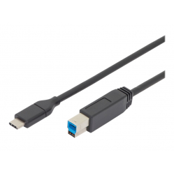 Kabel DIGITUS AK-300149-010-S USB 3.0 SuperSpeed 5Gbps Typ USB C/B M/M Power Delivery czarny 1m