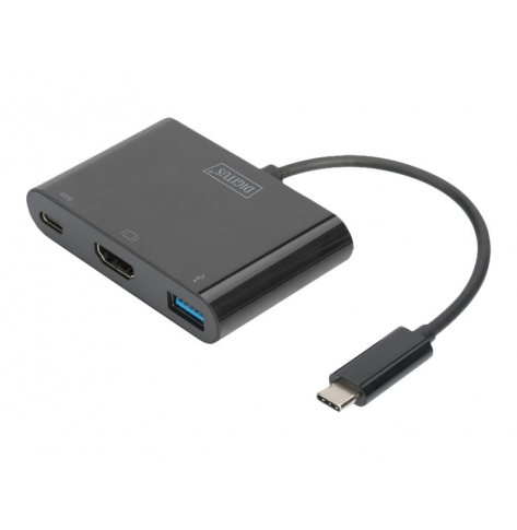 DIGITUS DA-70855 Multi Adapter HDMI 4K 30Hz UHD 1xUSB Typ C PD 1xUSB A USB 3.1 Typ C czarny
