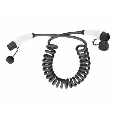 Kabel DIGITUS EV zasilający spiralny, jednofazowy 230V 32A 5m Type 2 to Type 2