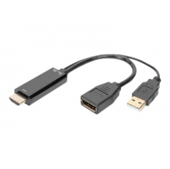 Kabel DIGITUS HDMI M to DP F with external Power 4K 30Hz 2m Black