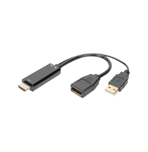 Kabel DIGITUS HDMI M to DP F with external Power 4K 30Hz 2m Black