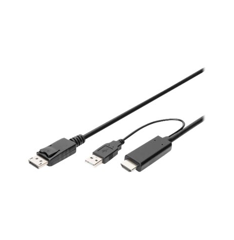 Kabel DIGITUS HDMI to DP adapter 2m 4K/30Hz external Power via USB - A